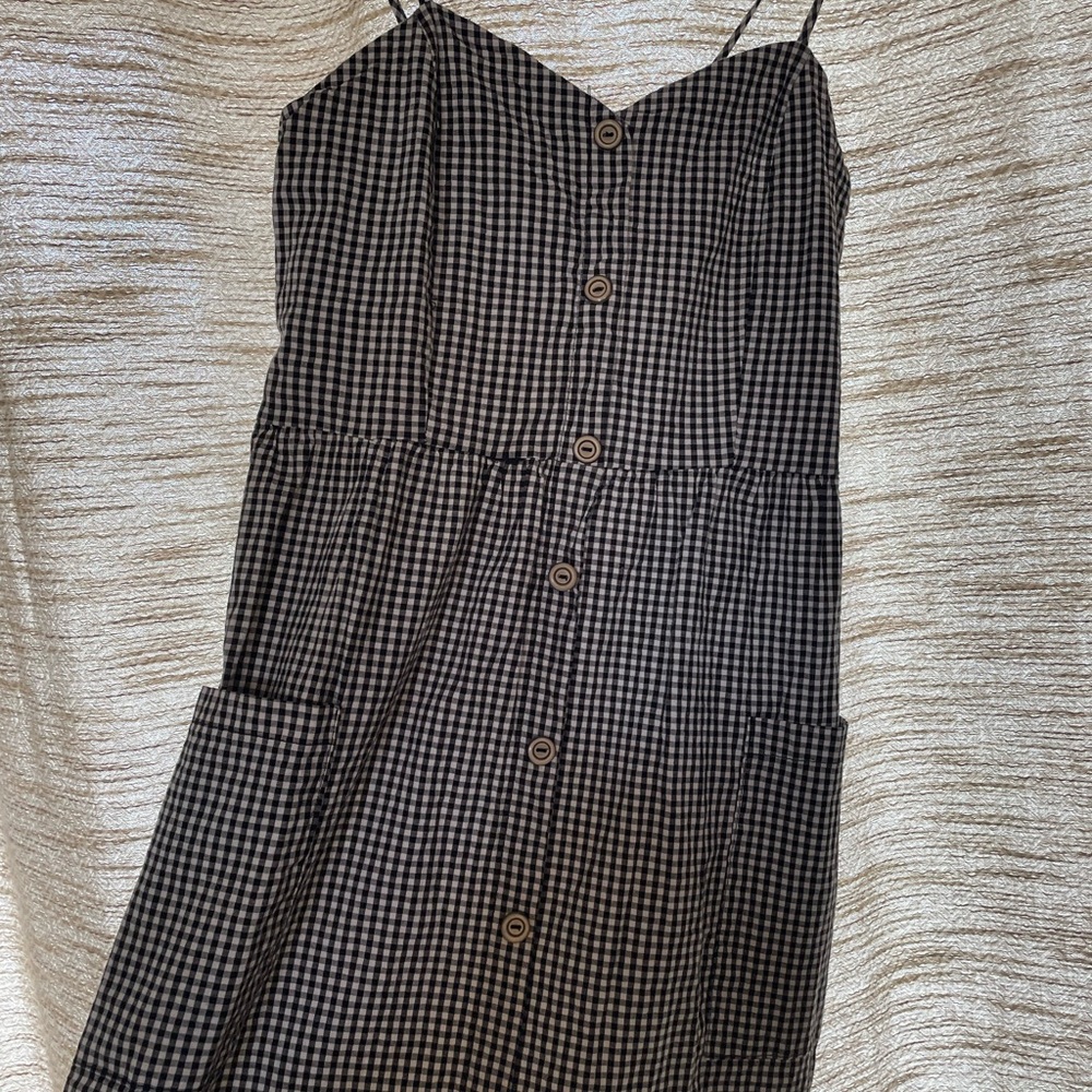 Black and White Gingham Button-Down Dress